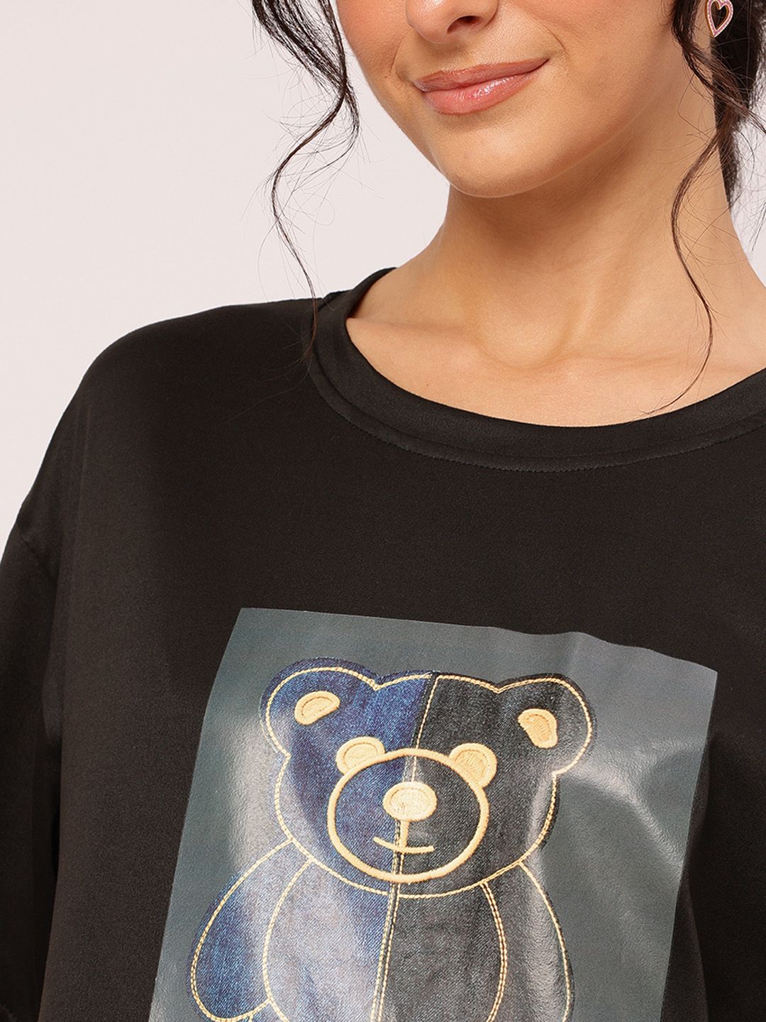 DressBerry Cozy Essentials Printed Relaxed Fit T-shirt