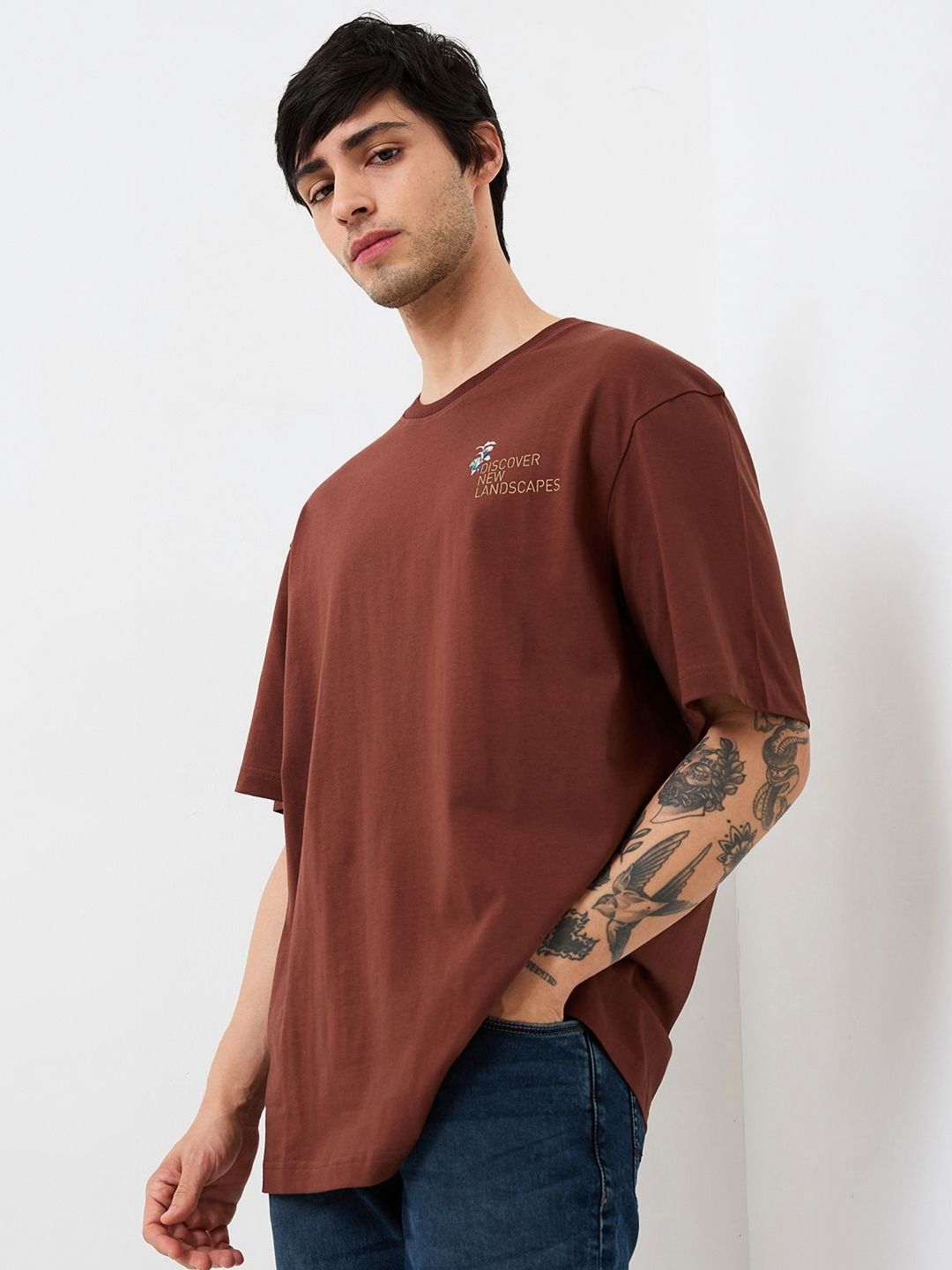 SPYKAR Men Typography Printed Round Neck Cotton Relaxed Fit T-shirt