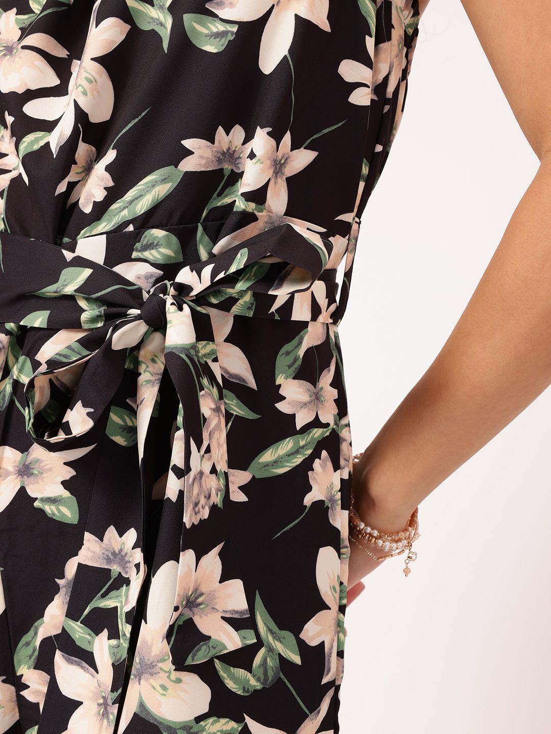 DressBerry Floral Fiesta Printed Strapless Jumpsuit with Belt