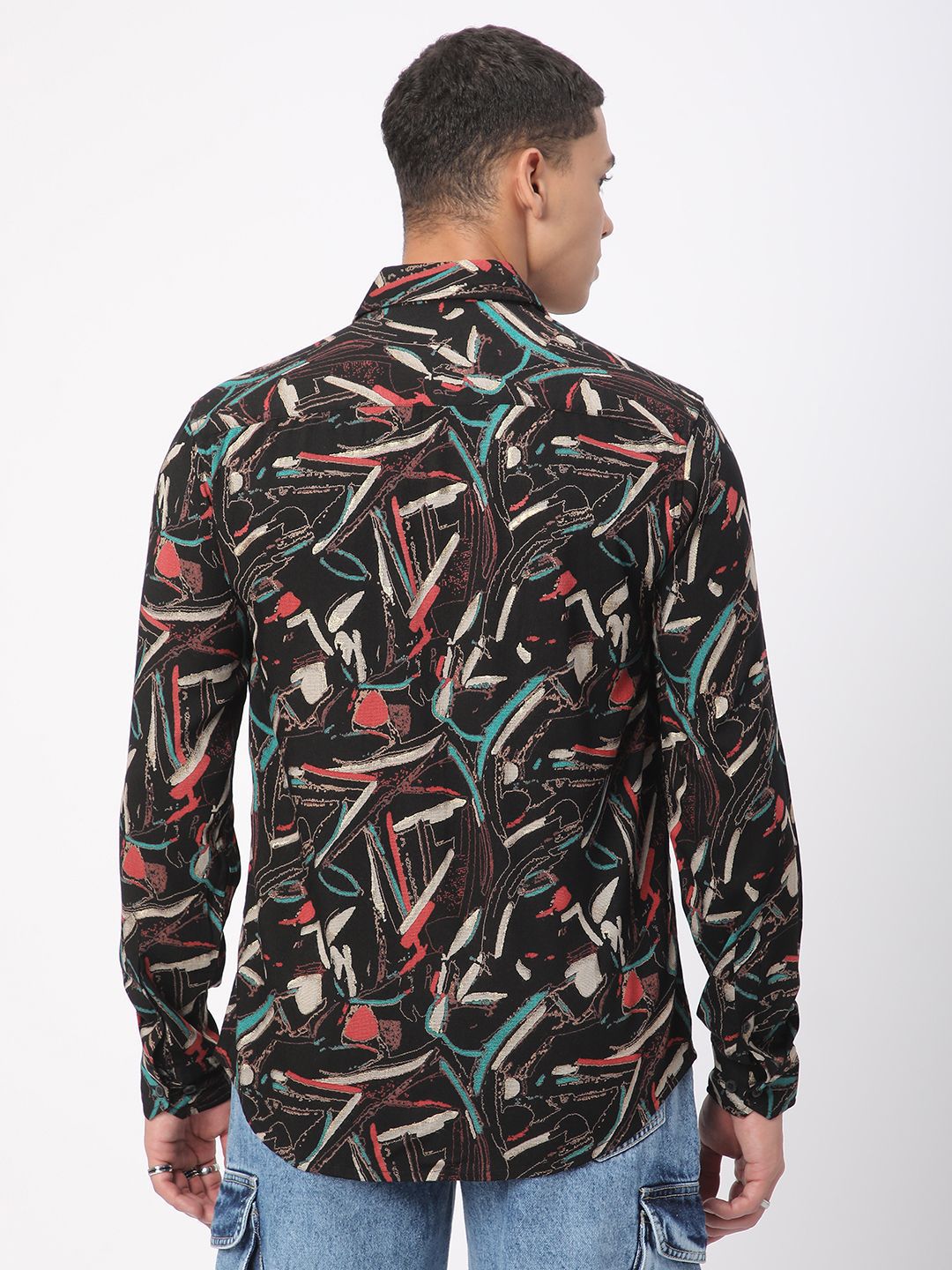 VASTRADO Men Classic Fit Spread Collar Abstract Printed Casual Shirt