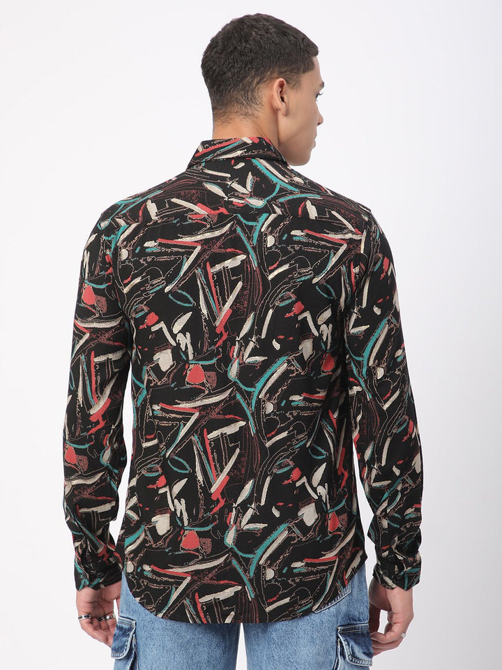 VASTRADO Men Classic Fit Spread Collar Abstract Printed Casual Shirt