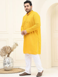SOJANYA PLUS Plus Size Floral Embroidered Pure Cotton Straight Kurta with Pyjamas