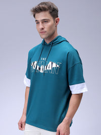 The Indian Garage Co Men Oversized Batman Printed Overhead Hooded Sweatshirt