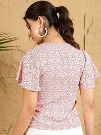 Berrylush Women Floral Printed Tie-Up Neck Top
