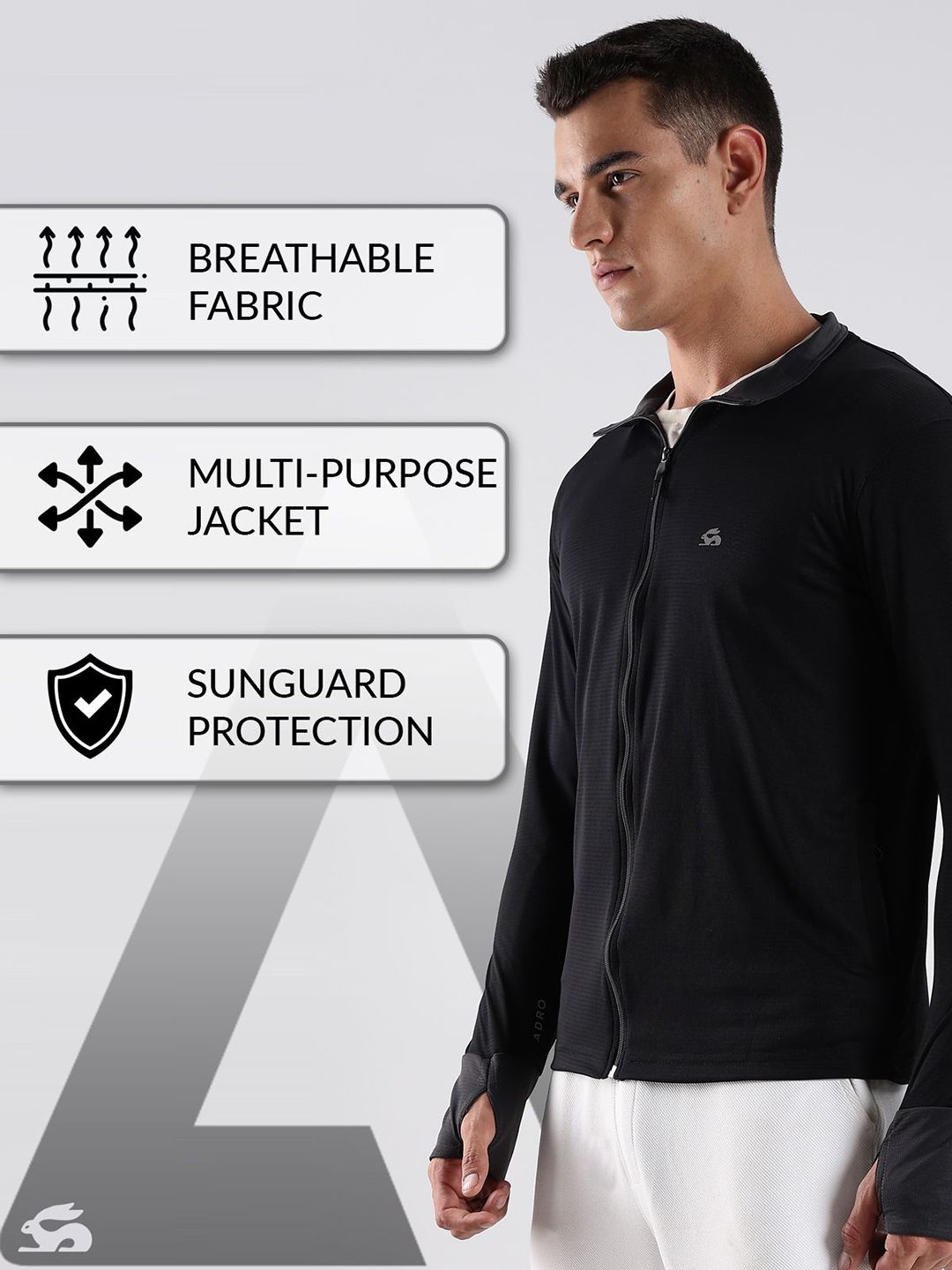 ADRO Men Mock Collar Solid Lightweight Casual Sporty Jacket