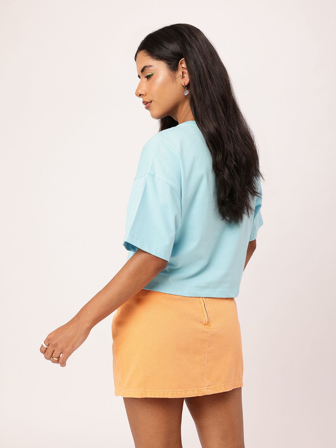 DressBerry Cute Bow-Tied Bliss Printed Boxy Crop T-shirt