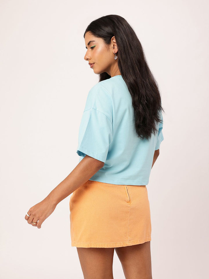 DressBerry Cute Bow-Tied Bliss Printed Boxy Crop T-shirt