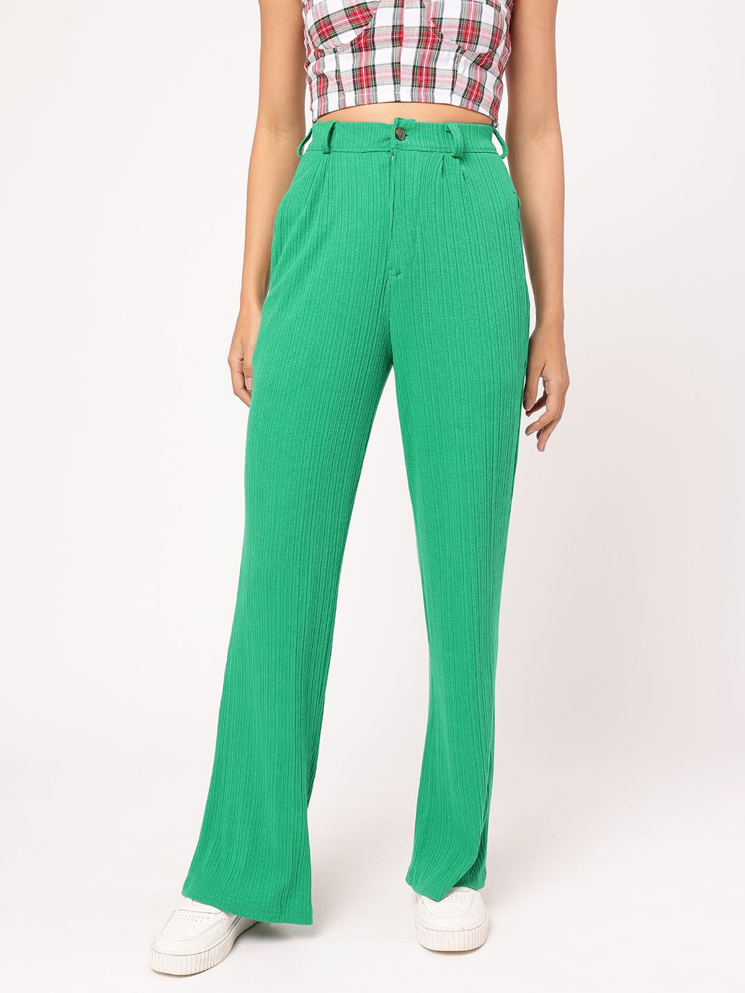 DressBerry Women Weekend Warrior Self Striped Trouser