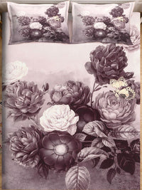 Myntra Elegant Homes Purple Floral 300 TC King Bedsheet with 2 Pillow Covers