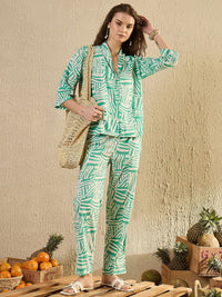 Sanskrutihomes Wanita Kapas Tulen Bercetak V- Night Night Suit