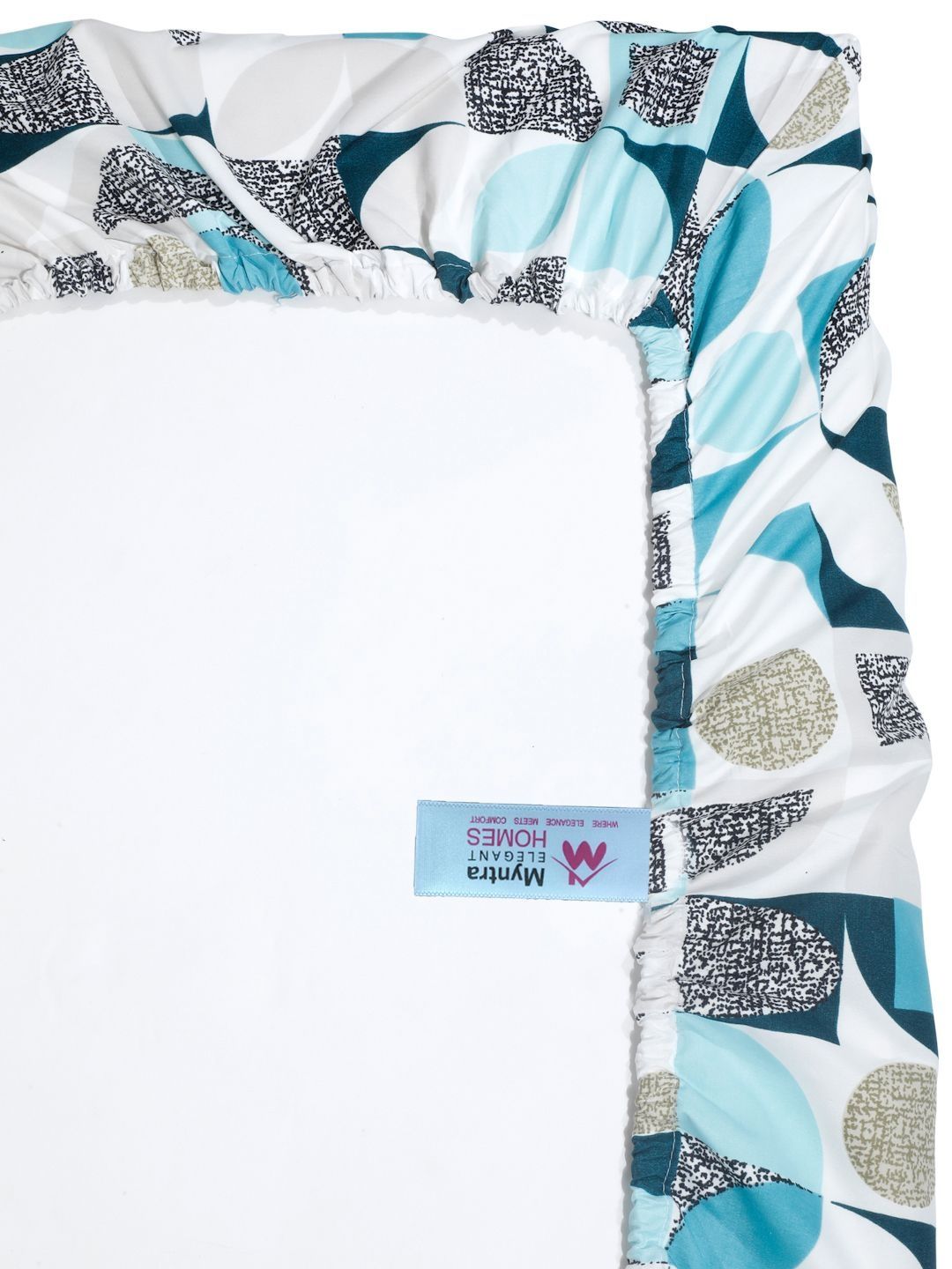 Myntra Elegant Homes White Geometric 300 TC Cadar Katil Single dengan 1 Sarung Bantal