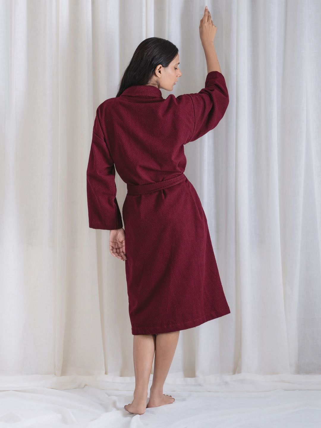 MYTRIDENT Urban Comfort Unisex Maroon 240 GSM Pure Cotton Bath Robe