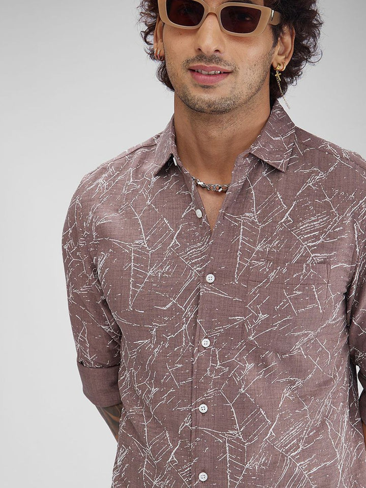 VASTRADO Men Classic Slim Fit Abstract Printed Casual Shirt