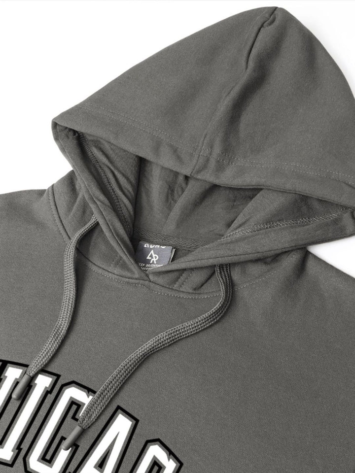 ADRO Lelaki Typography Printed Hood Cotton Pullover Sweatshirt