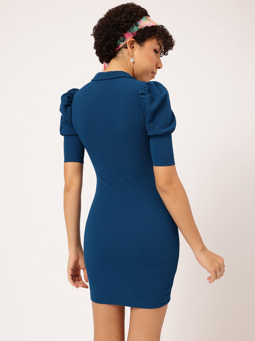 DressBerry Effortlessly Stylish Ruched Shirt Collar Mini Shirt Dress