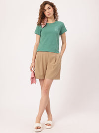 DressBerry Women Cute & Confident Pleated Textured Shorts