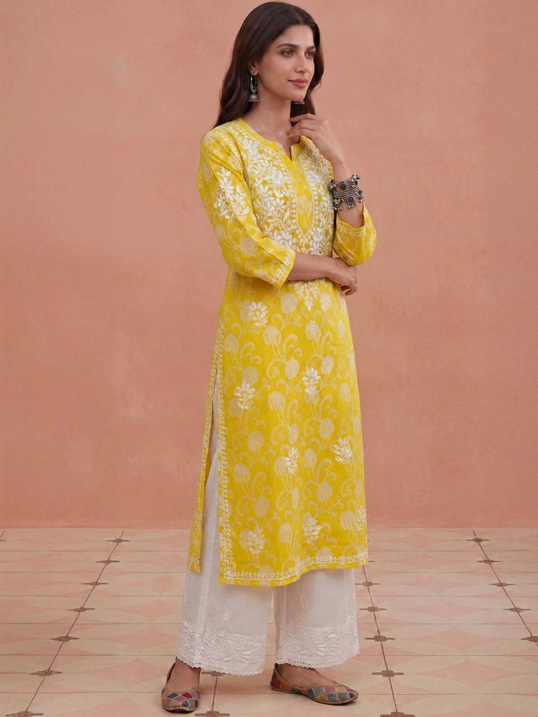 Rumah Wanita Chikankari Sulam Kurta Chikankari
