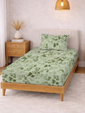 KLOTTHE Green Floral 300 TC Cadar Bujang dengan 1 Sarung Bantal