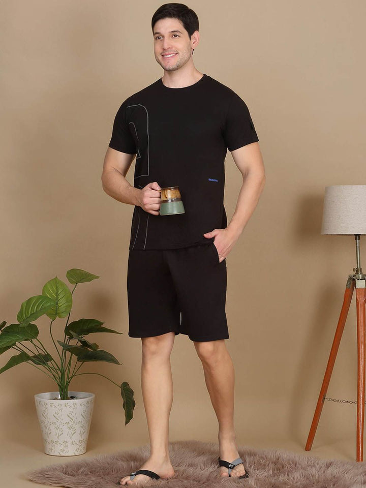Impian manis dicetak t-shirt leher bulat dengan seluar pendek co-ords
