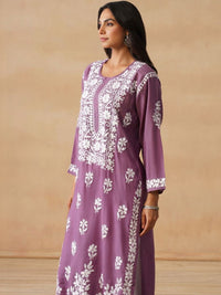 House of Chikankari Women Solid Modal Kurta