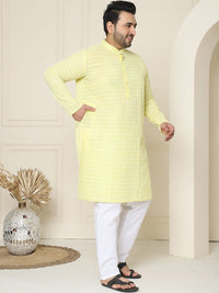 SOJANYA PLUS Ethnic Motifs Embroidered Mandarin Collar Straight Kurta with Pyjamas