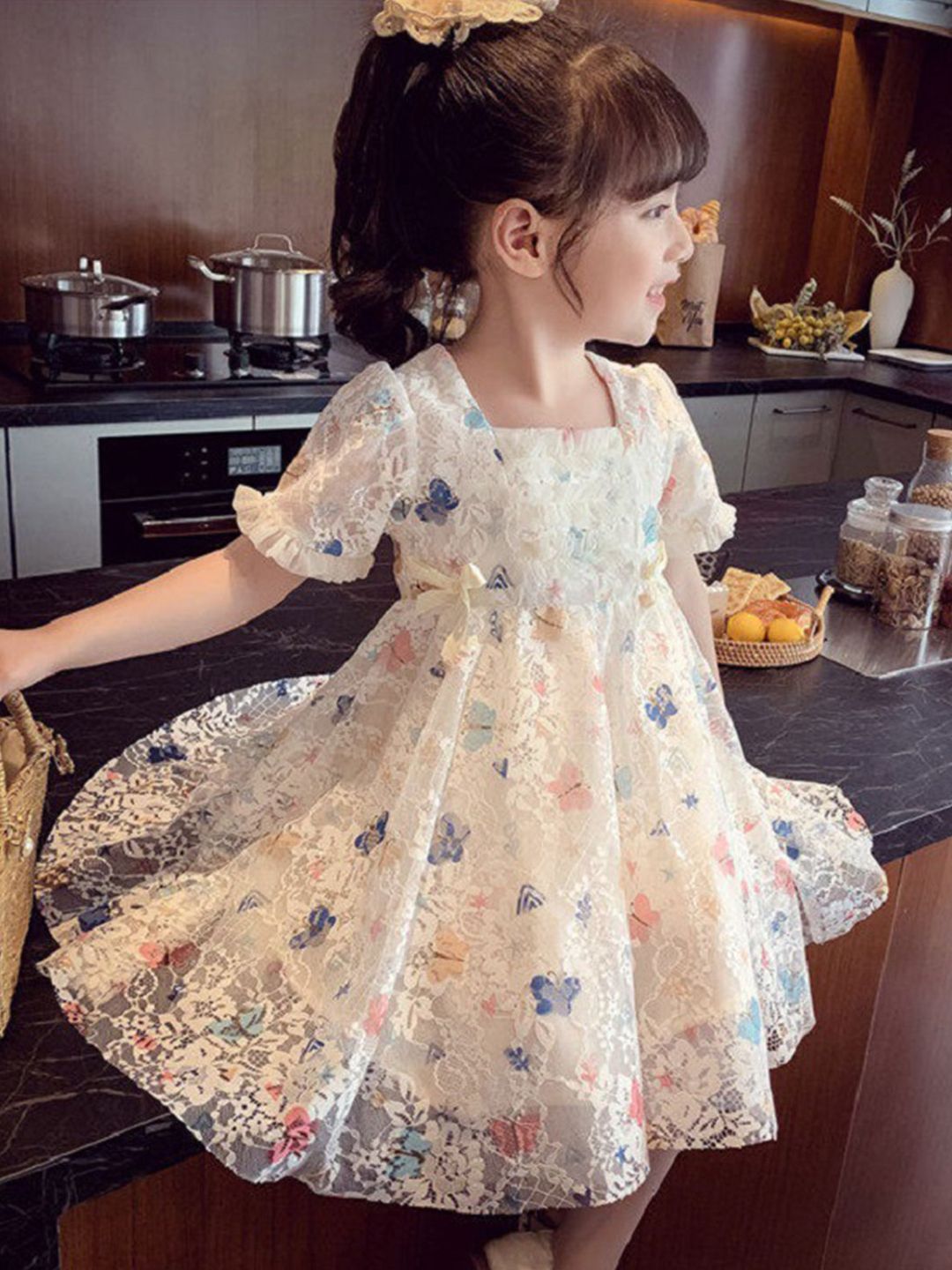 YK Floral Print A-Line Dress