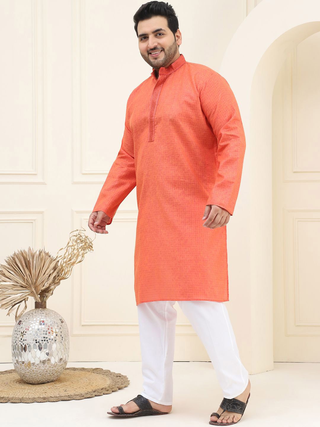 SOJANYA PLUS Plus Size Woven Design Pure Cotton Kurta with Pyjama