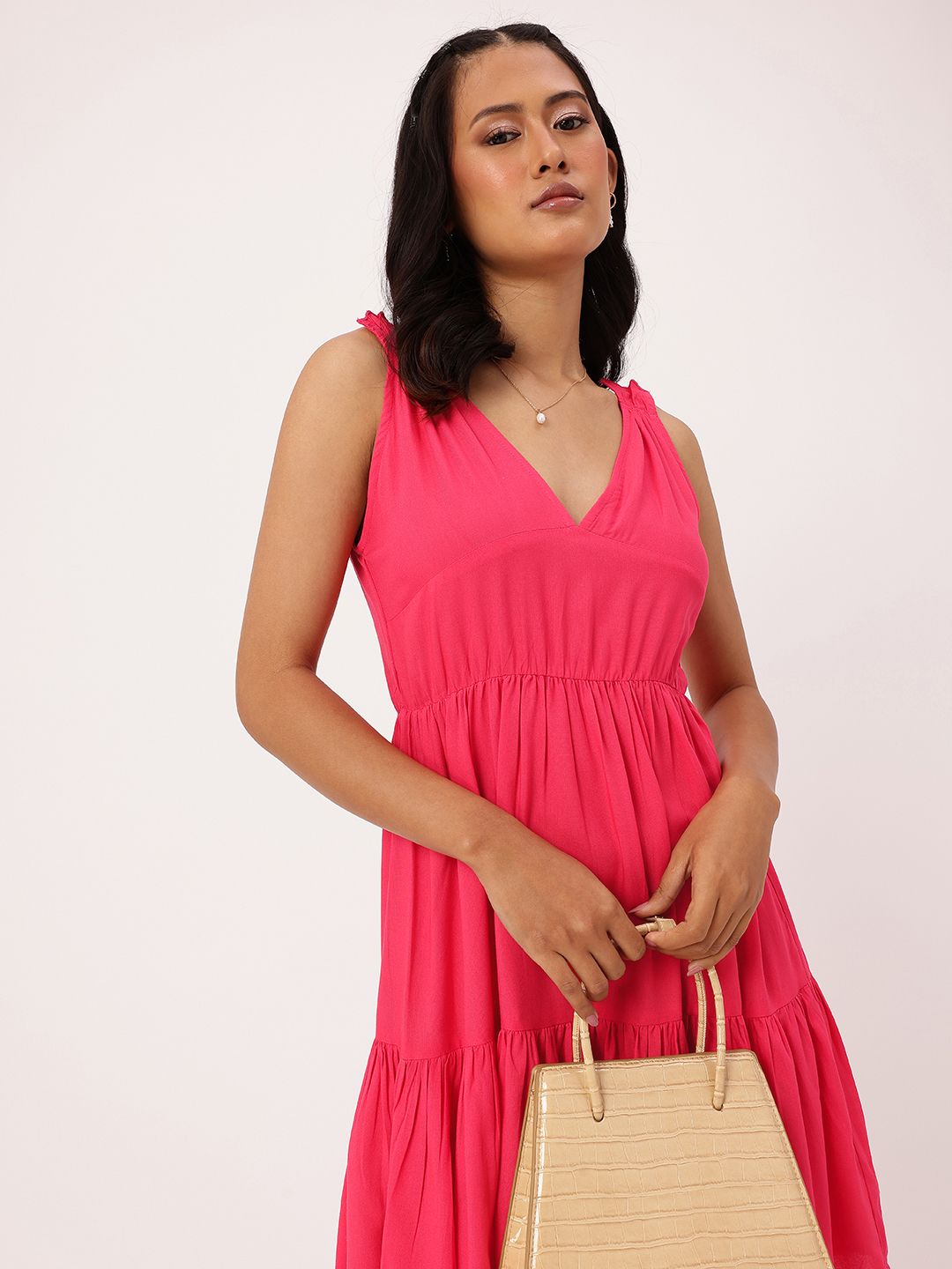DressBerry Cute Glam A-line Gathers Tiered Mini Dress