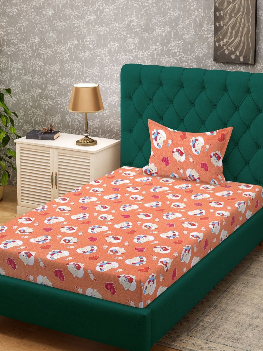 KLOTTHE Oren Kapas Tulen 400 TC Cadar Katil Single Dengan Sarung Bantal-225 x 150 cm