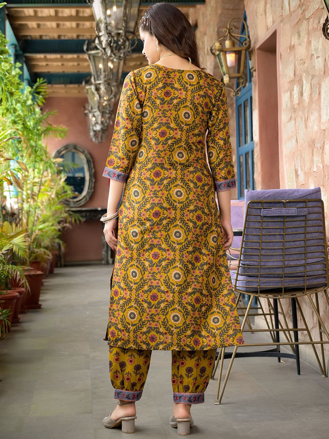 KALINI Floral Printed Straight Kurta with Salwar & Dupatta