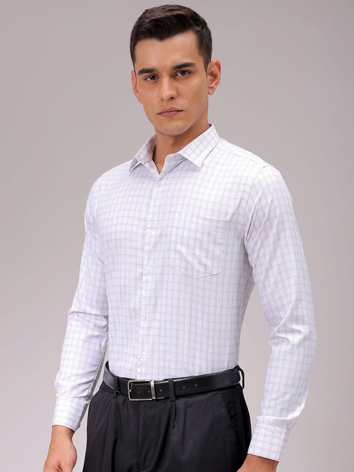 The Indian Garage Co. X Luxe Men Cutaway Collar Checked Slim Fit Formal Shirt