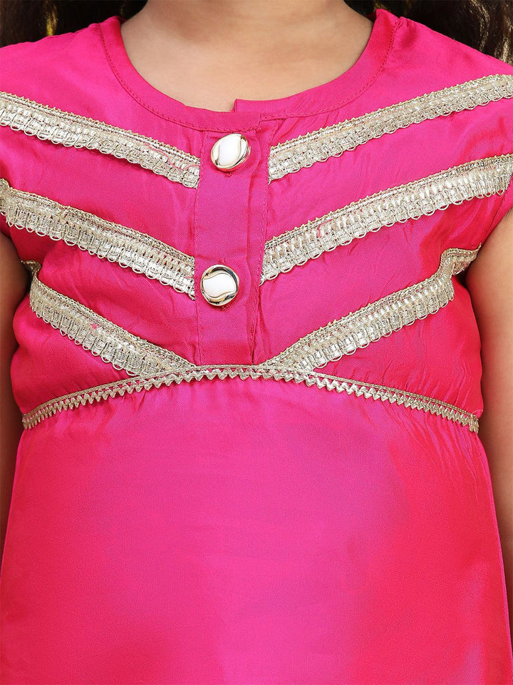 Cutiekins Girls A-Line Gotta Patti Silk Kurta with Trousers