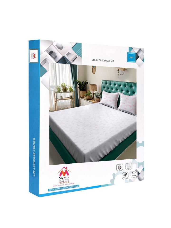 Myntra Elegant Homes White Floral 400 TC Super King Double Bedsheet with 2 Pillow Covers
