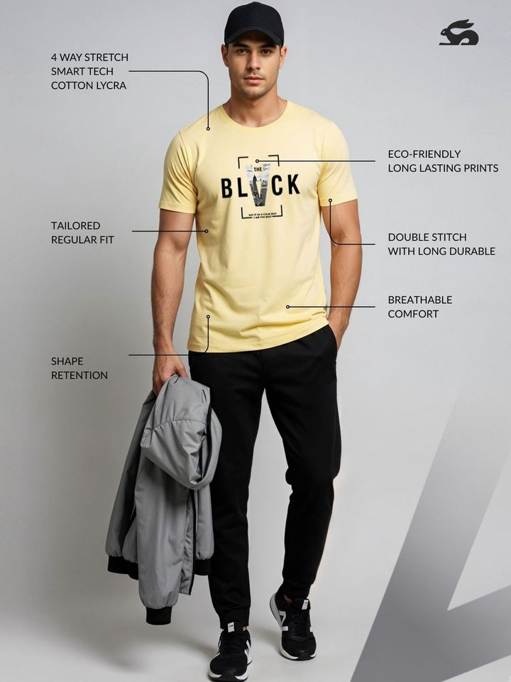 ADRO Typography Printed Short Sleeves Cotton Regular Fit T-shirt