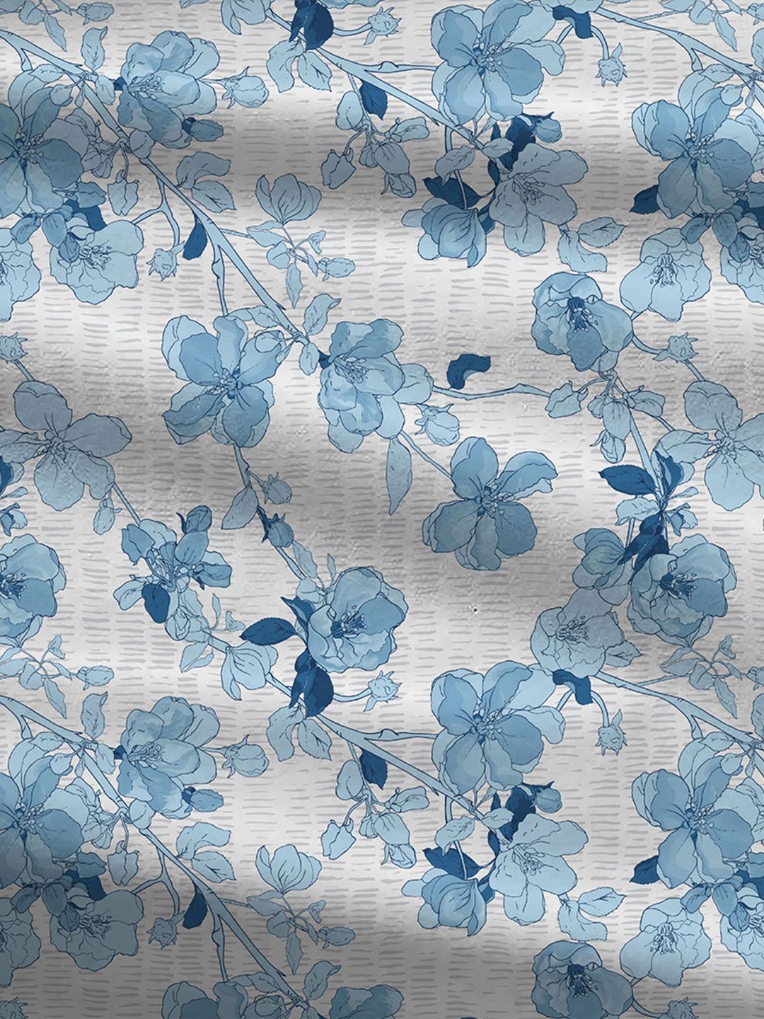 TRIDENT Shabnam Blue Celebration Flat 144TC Queen Cotton Bedsheet Set
