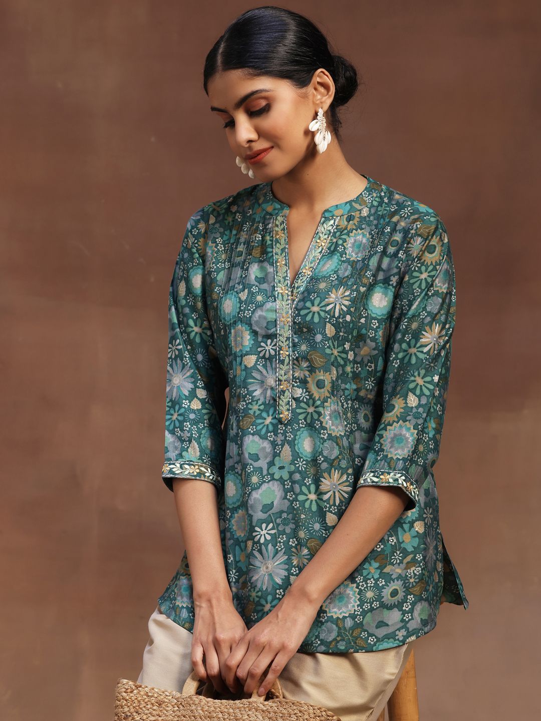 Libas Floral Printed Pleated Kurti