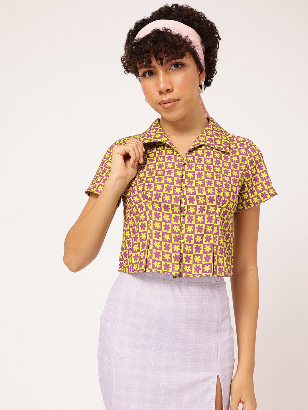 DressBerry Geometric Print Shirt-Style Top