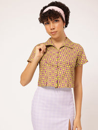 DressBerry Geometric Print Shirt-Style Top