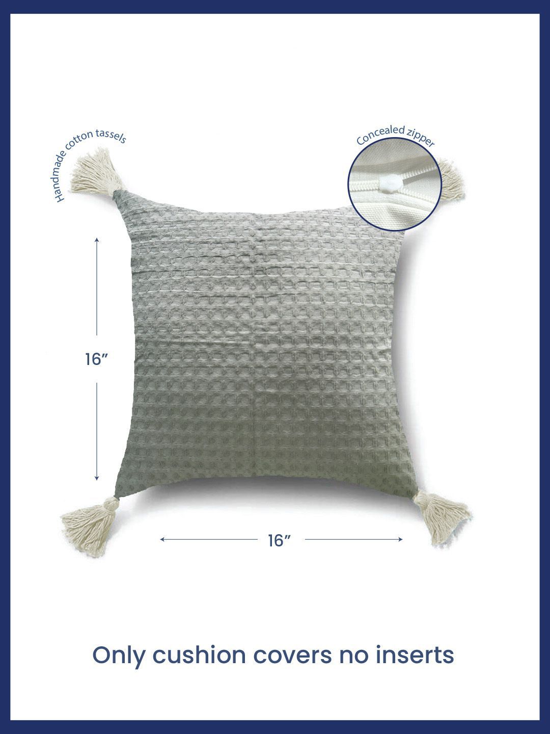 URBAN SPACE Grey 2 Pieces Checked Square Cushion Covers