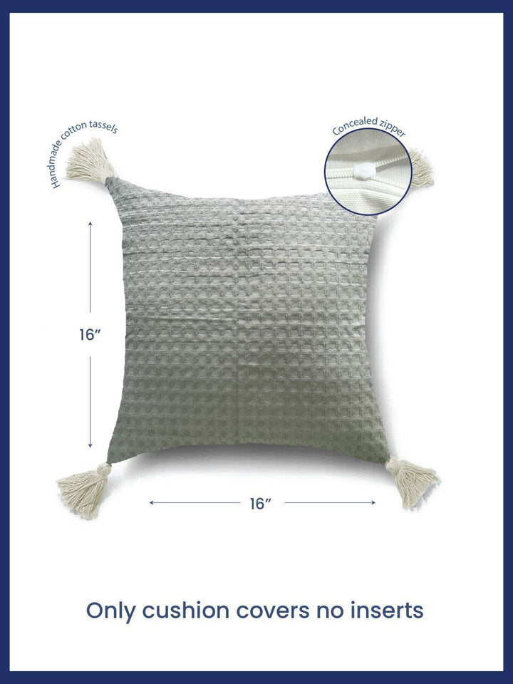 URBAN SPACE Grey 2 Pieces Checked Square Cushion Covers