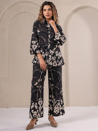 Mamicha Women Printed Shirt Collar Cotton Shirt and Trousers Co-Ords