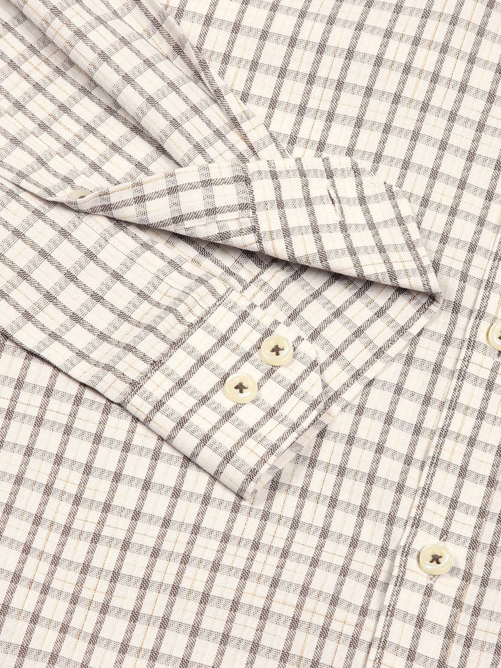 Thomas Scott Men Smart Spread Collar Tartan Checked Cotton Formal Shirt