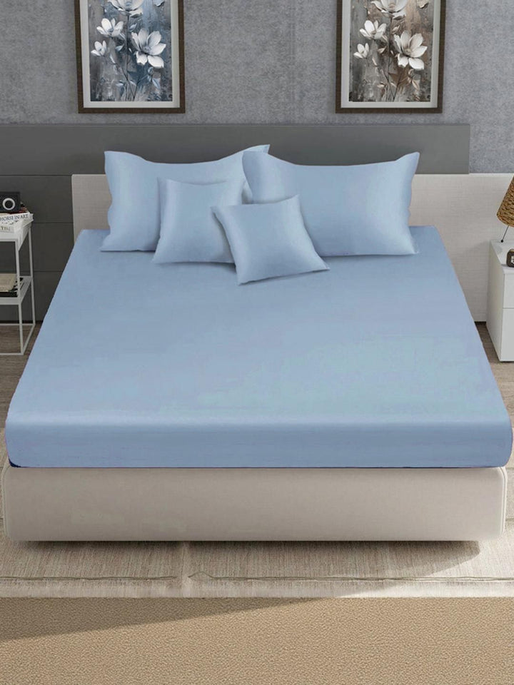KLOTTHE Biru 400 TC Cadar King dengan 2 Sarung Bantal