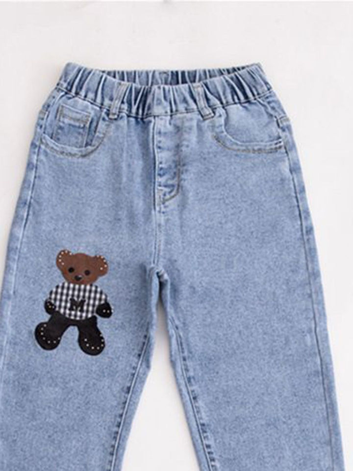 YK Girls Comfort Relaxed Fit High-Rise Embellished Stretchable Jeans