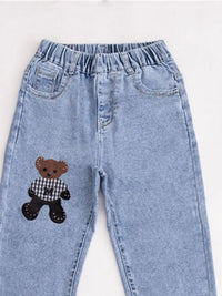 YK Girls Comfort Relaxed Fit High-Rise Embellished Stretchable Jeans