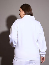 SASSAFRAS Curve Women Half Zipper Long Sleeves Sweatshirt