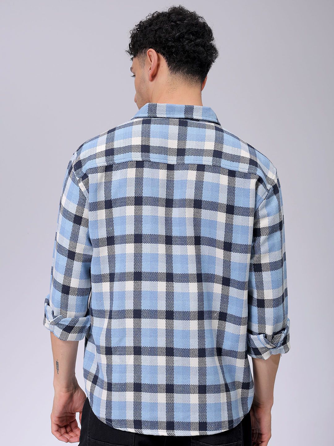 The Indian Garage Co Men Relaxed Fit Checked Dobby Textured Resortwear Shirt