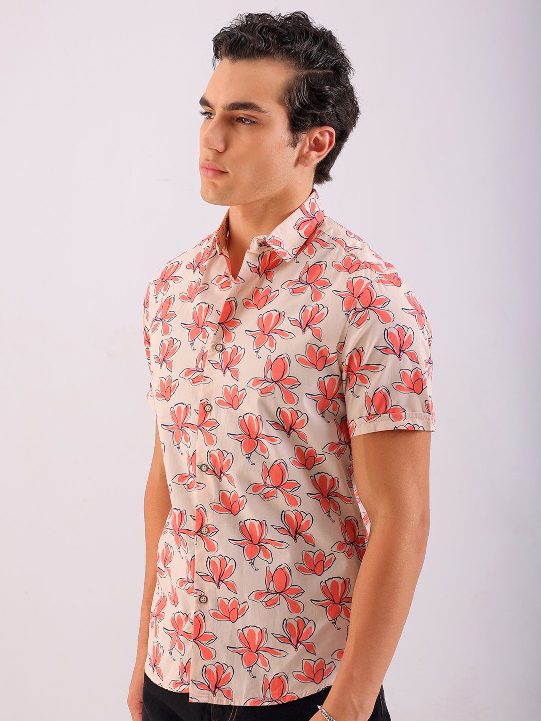 The Indian Garage Co Men Slim Fit Floral Printed Resortwear Shirt