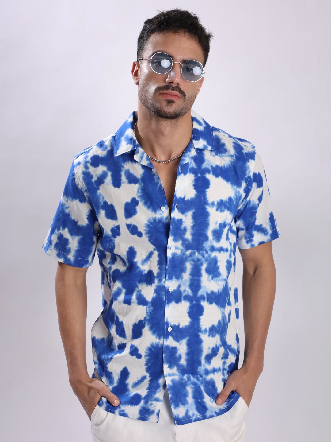 Bene Kleed Men Abstract Printed Cuban Collar Casual Shirt