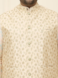 SOJANYA PLUS Lelaki Plus Size Printed Mandarin Collar Nehru Jaket